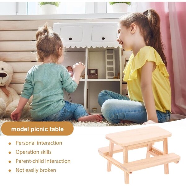 NOLITOY Tavolo Picnic Miniatura in Legno Naturale Arredo per Casa delle Bambole