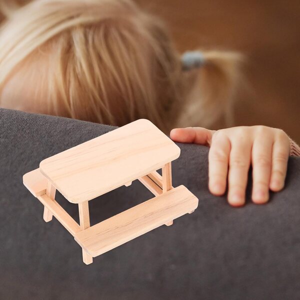 NOLITOY Tavolo Picnic Miniatura in Legno Naturale Arredo per Casa delle Bambole
