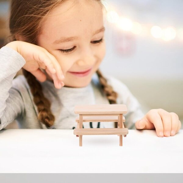NOLITOY Tavolo Picnic Miniatura in Legno Naturale Arredo per Casa delle Bambole
