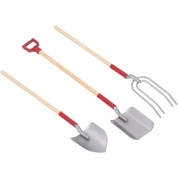 Set Miniatur-Gartengeräte für Puppenhäuser aus Holz und Metall