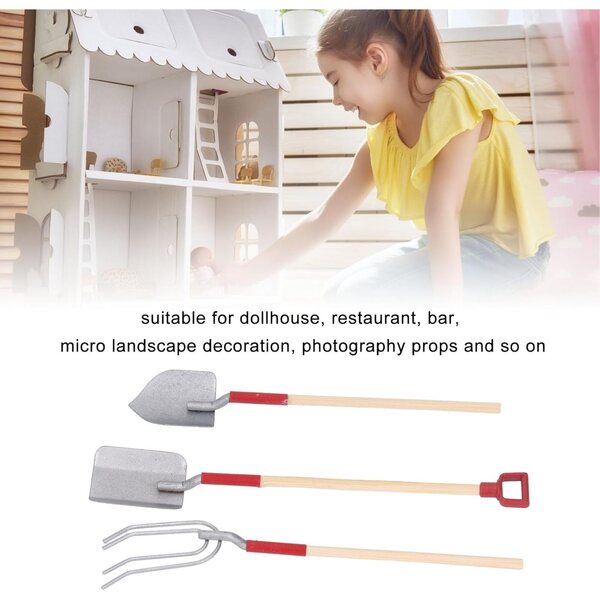 Set Miniature Attrezzi da Giardino per Casa delle Bambole in Legno e Metallo