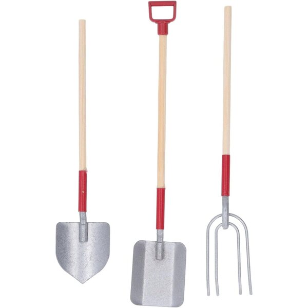 Set Miniature Attrezzi da Giardino per Casa delle Bambole in Legno e Metallo