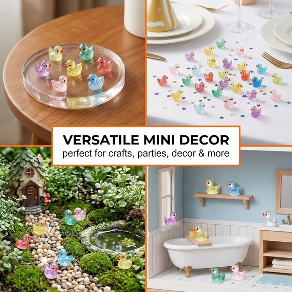 100 Mini Canards Phosphorescents in Resina Colorati per Decorazioni e Miniature