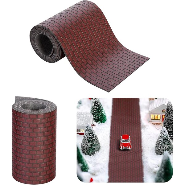 Miniatur-Brick-Road-Teppich für Weihnachtsdorf, 9 x 100 cm, dekorativ