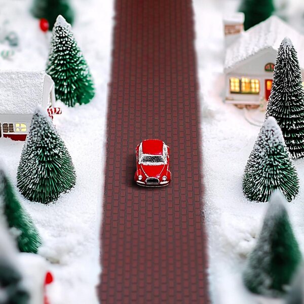 Tappeto Miniatura Strada di Mattoni per Villaggio di Natale 9x100 cm Decorativo