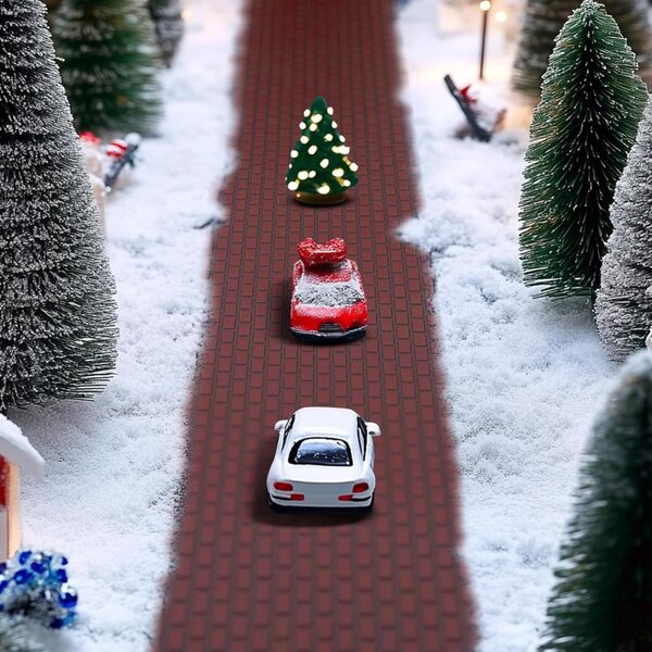Tappeto Miniatura Strada di Mattoni per Villaggio di Natale 9x100 cm Decorativo