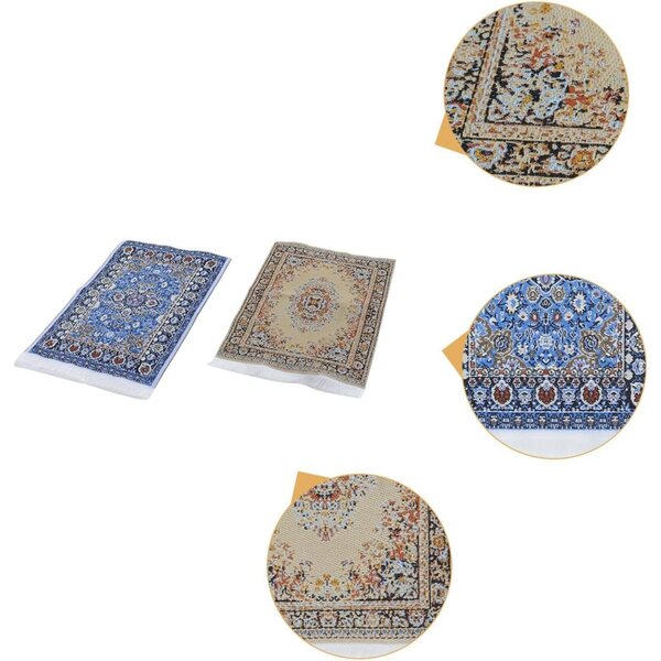Set mit 2 Vintage-Miniaturteppichen 17x10 cm für Puppenhaus im Maßstab 1:12