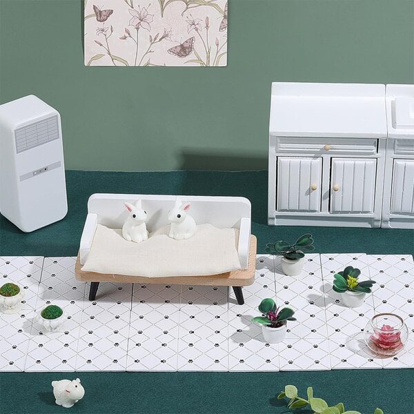 WADORN 40 Stück Miniatur-Bodenbelag aus Holz, 3 cm, doppelseitig für Puppa House