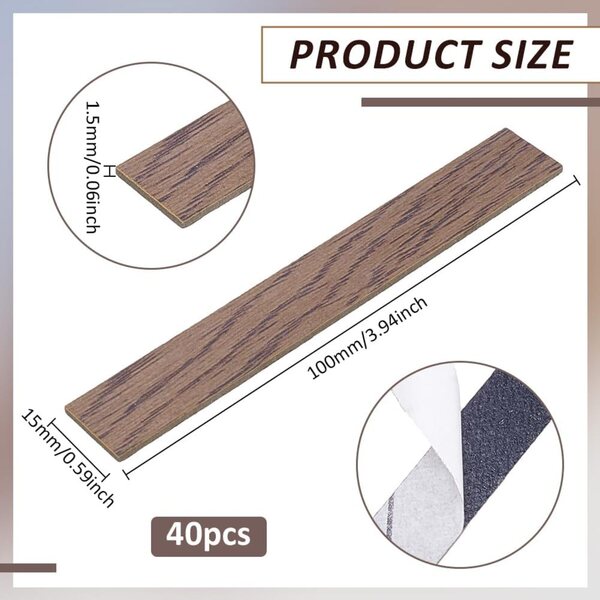 PH PandaHall 40 Stück selbstklebendes Holzparkett für Mini-DIY-Puppenhäuser 15x100mm