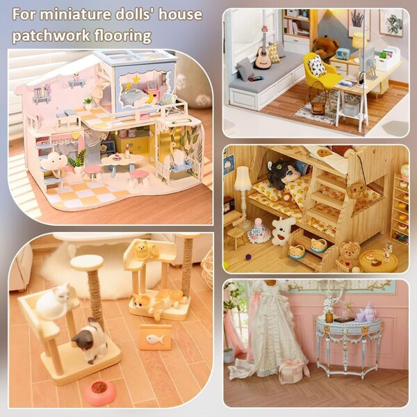PH PandaHall 40 Stück selbstklebendes Holzparkett für Mini-DIY-Puppenhäuser 15x100mm
