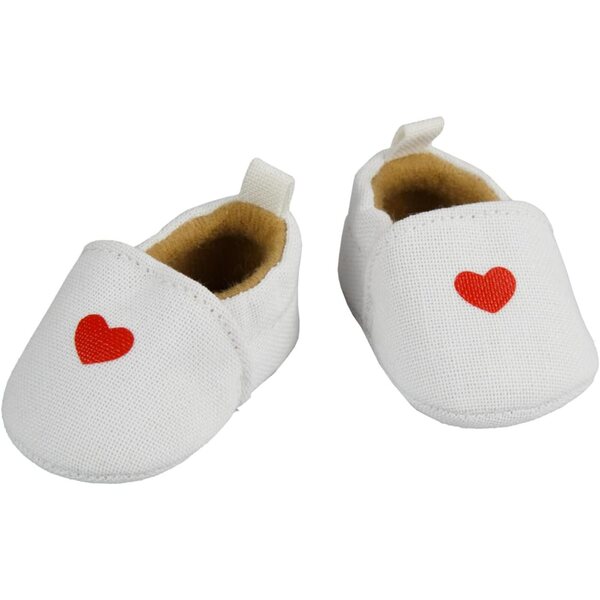 Heless 5301 – Beige Hausschuhe mit rotem Herz für Kinder 30–34 cm