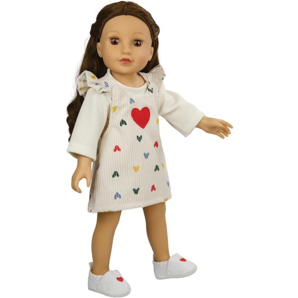 Heless 5301 – Beige Hausschuhe mit rotem Herz für Kinder 30–34 cm