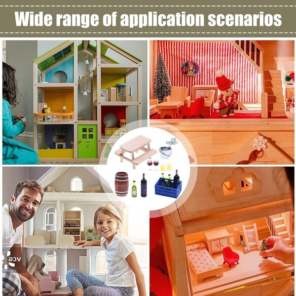 Set Miniature di Mobili per Case delle Bambole con Accessori Bar e Bottiglie di Vino
