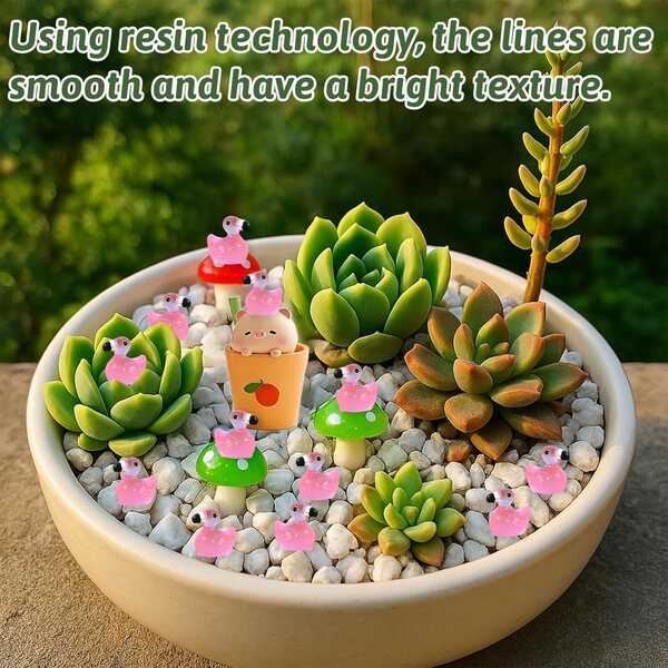 Figurine miniatura fenicottero rosa luminosa 60 pz - decorazioni creative e notturne