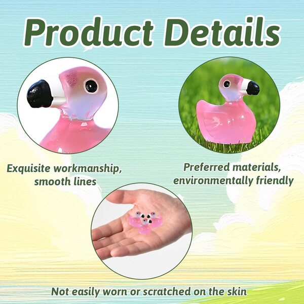 Figurine miniatura fenicottero rosa luminosa 60 pz - decorazioni creative e notturne