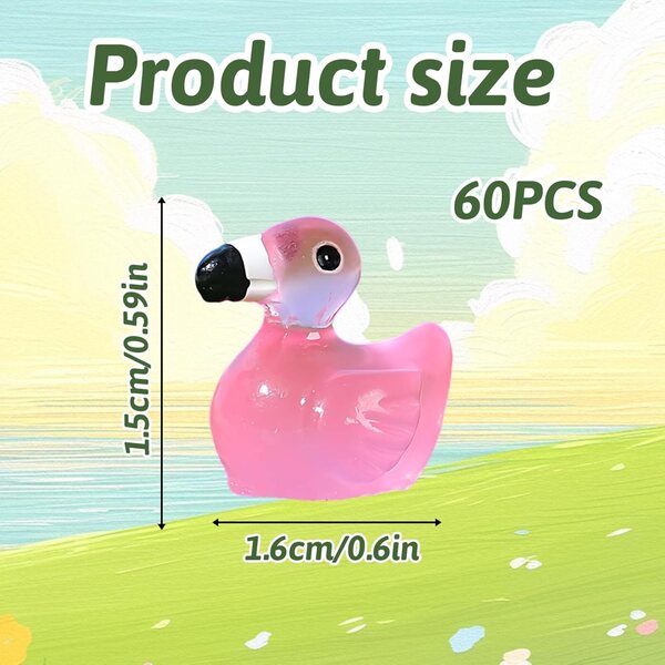 Figurine miniatura fenicottero rosa luminosa 60 pz - decorazioni creative e notturne