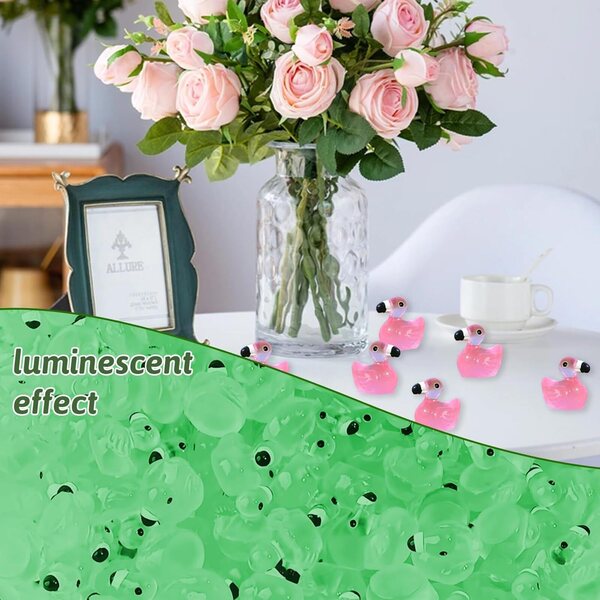 Figurine miniatura fenicottero rosa luminosa 60 pz - decorazioni creative e notturne