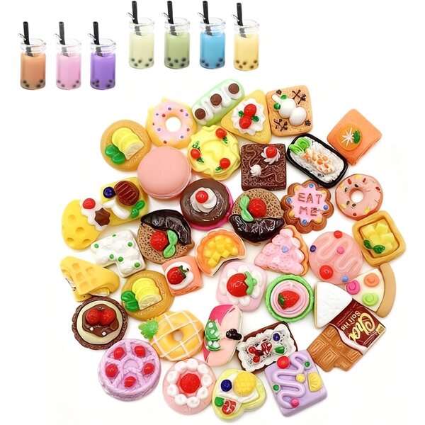 Set 50 alimenti e bevande miniatura 1:12 per casa delle bambole in resina