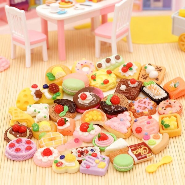 Set 50 alimenti e bevande miniatura 1:12 per casa delle bambole in resina