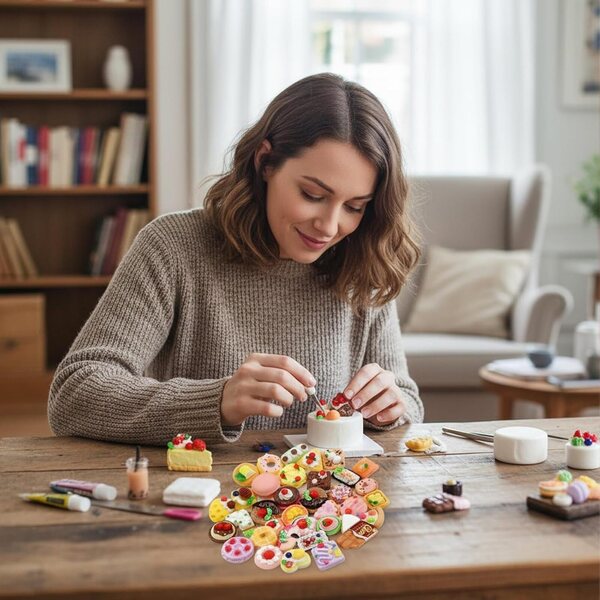 Set 50 alimenti e bevande miniatura 1:12 per casa delle bambole in resina
