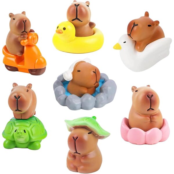 Capybara-Figuren aus Kunstharz, 12 Stück – Miniaturen für die Dekoration von Haus, Garten und Büro