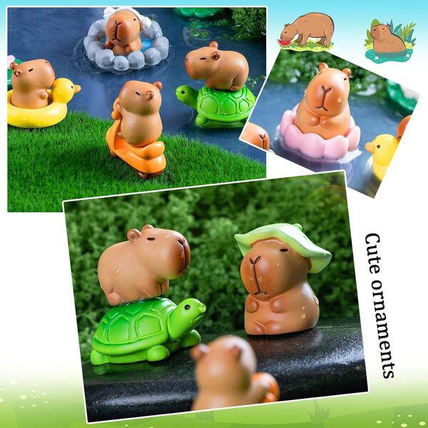 Capybara-Figuren aus Kunstharz, 12 Stück – Miniaturen für die Dekoration von Haus, Garten und Büro