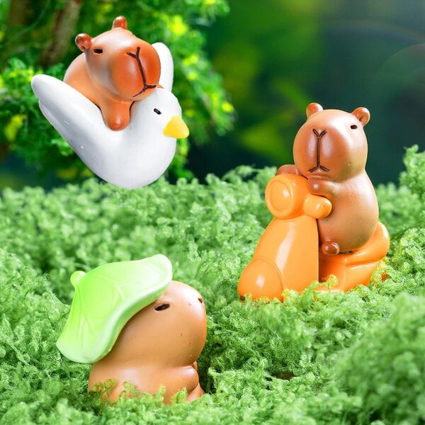 Capybara-Figuren aus Kunstharz, 12 Stück – Miniaturen für die Dekoration von Haus, Garten und Büro