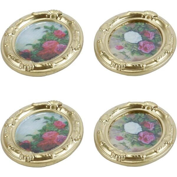 Set 2 Quadri Ovali Vintage in Resina 1/12 per Casa delle Bambole Stile Vittoriano