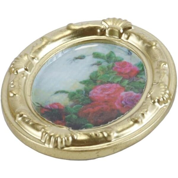 Set mit 2 ovalen Vintage-Gemälden aus Kunstharz im Maßstab 1:12 für Puppenhäuser im viktorianischen Stil