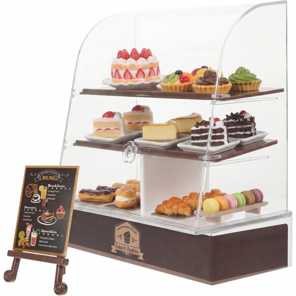 SUPVOX Vetrinetta in miniatura Marrone in ABS per Casa delle Bambole 13,5x13x6,5 cm