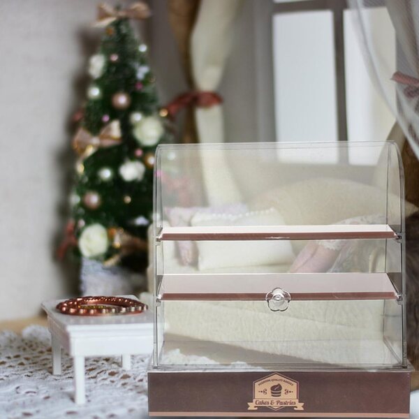 SUPVOX Vetrinetta in miniatura Marrone in ABS per Casa delle Bambole 13,5x13x6,5 cm