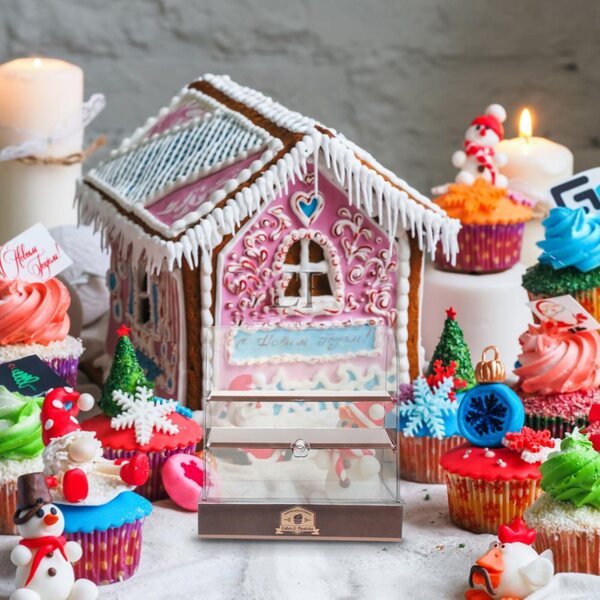 SUPVOX Vetrinetta in miniatura Marrone in ABS per Casa delle Bambole 13,5x13x6,5 cm