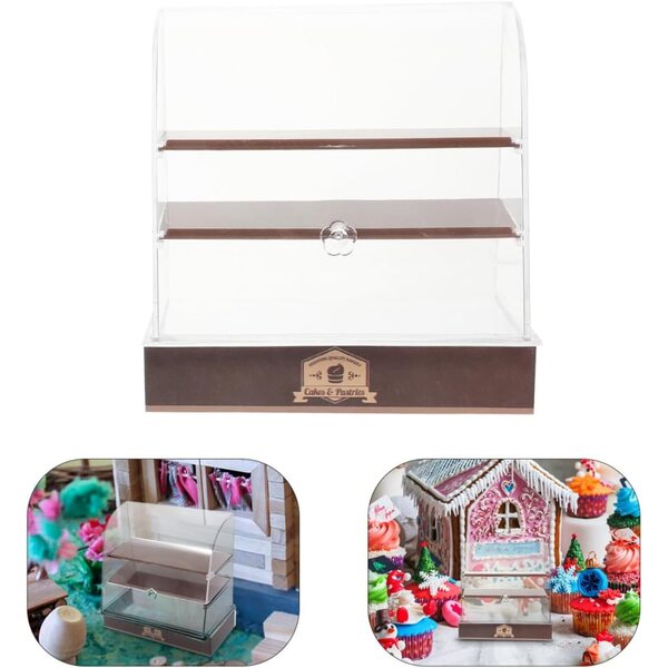SUPVOX Vetrinetta in miniatura Marrone in ABS per Casa delle Bambole 13,5x13x6,5 cm