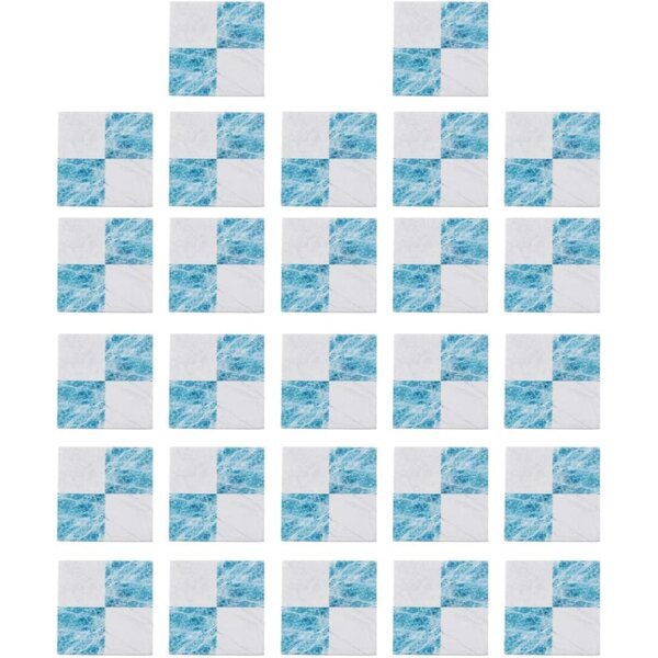 27 Dalle Miniature in Legno per Case di Bambola, Pavimenti Mini, Blu e Bianco