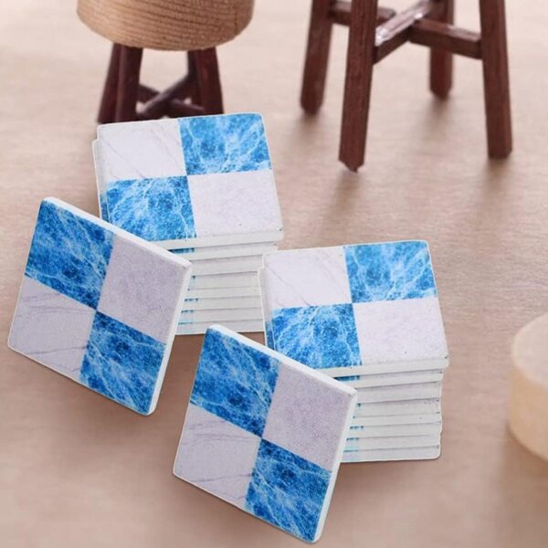 27 aus Holzminiaturen für Puppenhäuser, Mini-Böden, Blau und Weiß