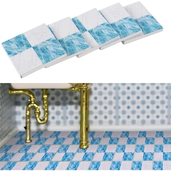 27 aus Holzminiaturen für Puppenhäuser, Mini-Böden, Blau und Weiß