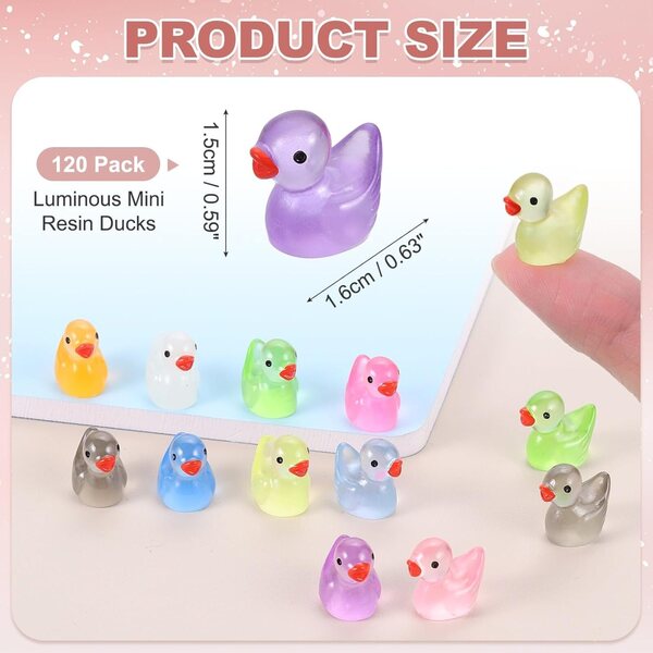Canards miniatures luminescent in resina viola scuro - 120 pezzi per decorazioni creative