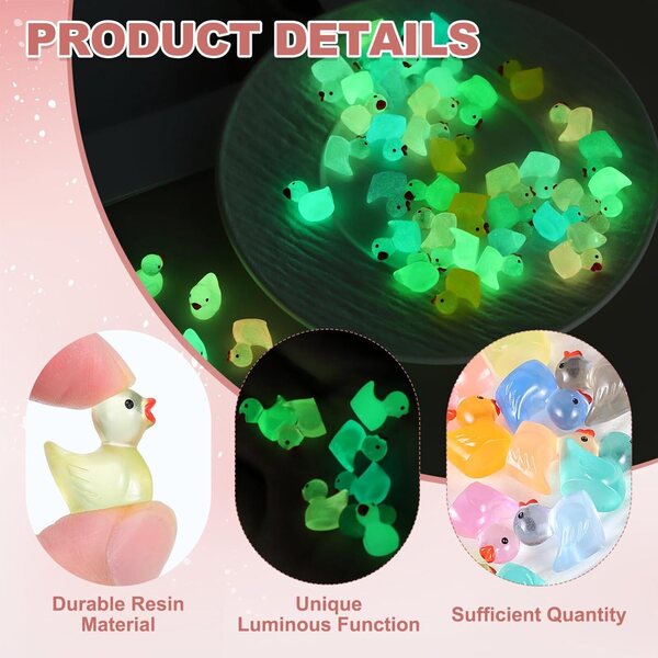 Canards miniatures luminescent in resina viola scuro - 120 pezzi per decorazioni creative