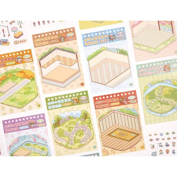 Libro di adesivi miniatura tema World Series per casa delle bambole - 10 adesivi moderni