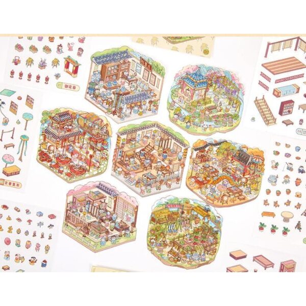 Libro di adesivi miniatura tema World Series per casa delle bambole - 10 adesivi moderni