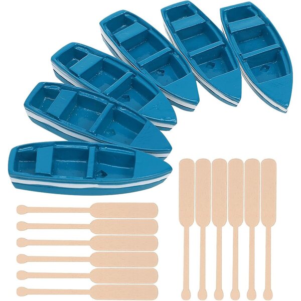 Set 6 Mini Bateaux in Legno Realistici con Decorazioni Nautiche Perfetti per Arredo