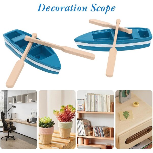 Set mit 6 realistischen Mini-Bateaux aus Holz mit nautischen Dekorationen, perfekt für die Einrichtung