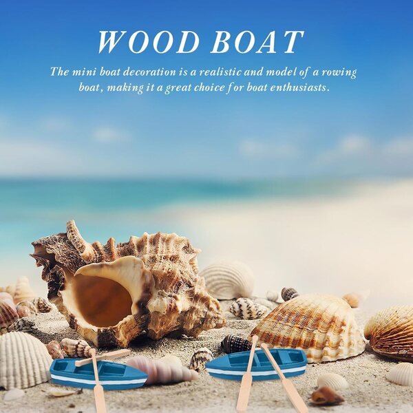 Set mit 6 realistischen Mini-Bateaux aus Holz mit nautischen Dekorationen, perfekt für die Einrichtung