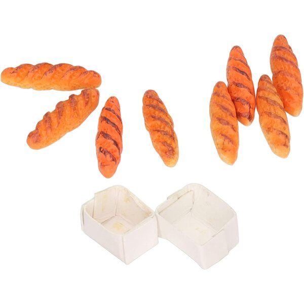 Realistisches Puppenhaus-Miniatur-Harzbrot – 40-teiliges Set + 10 Sockel