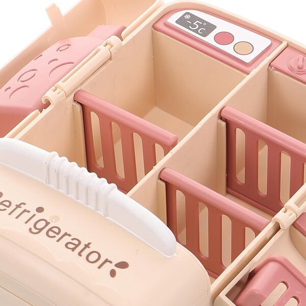 Beiger Mini-Spielzeugkühlschrank für Puppenhäuser, kleines dekoratives Gerät