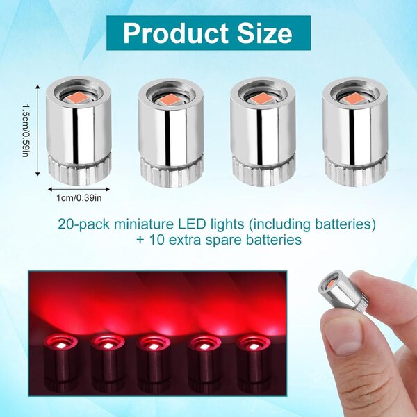 20 batteriebetriebene Mini-LED-Leuchten für Puppenhäuser und Partydekorationen – Rot