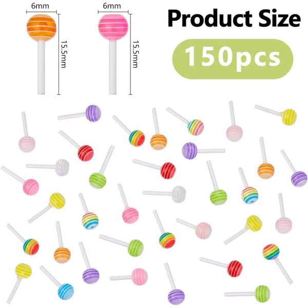 DICOSMETIC 150 Miniature Sucettes in Resina 3D per Nail Art e Decorazioni Casa delle Bambole