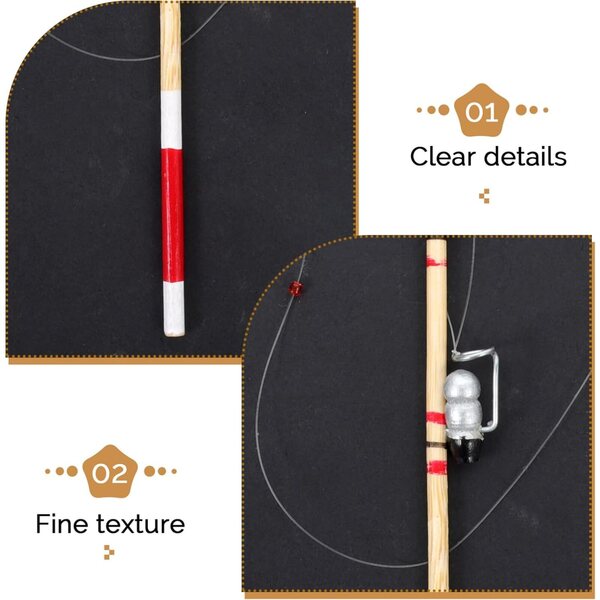 DOITOOL 2 Mini Canne da Pesca in Lega Multicolore per Casa di Bambole 17,5 cm