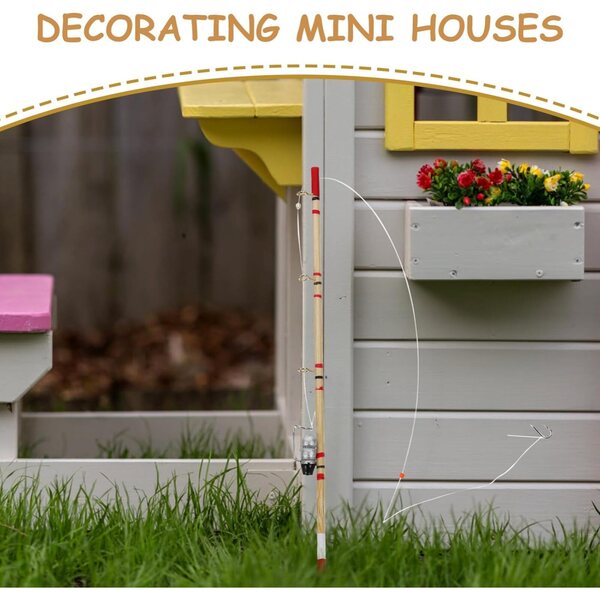 DOITOOL 2 Mini Canne da Pesca in Lega Multicolore per Casa di Bambole 17,5 cm