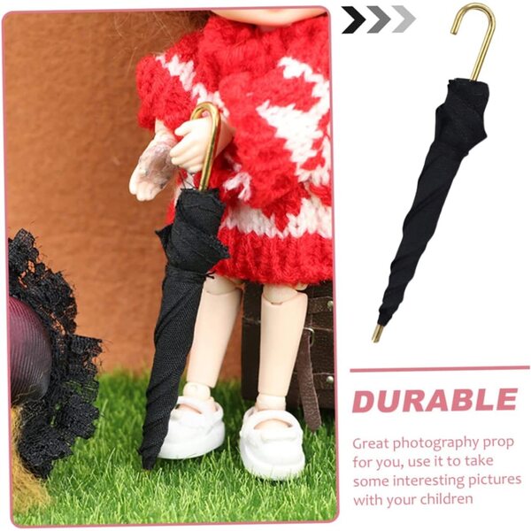 Parapluie Miniature Elegante 1/12 Nero per Casa di Bambole Decorazioni Miniature